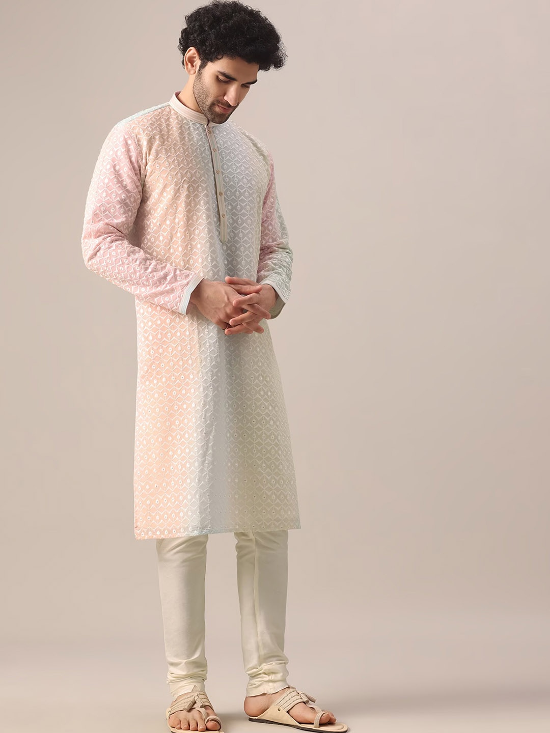 KALKI Fashion Floral Embroidered Sequinned Straight Georgette Kurta With Churidar, Cream
KALKI Fashion Floral Embroidered Sequinned Straight Georgette Kurta With Churidar, Cream