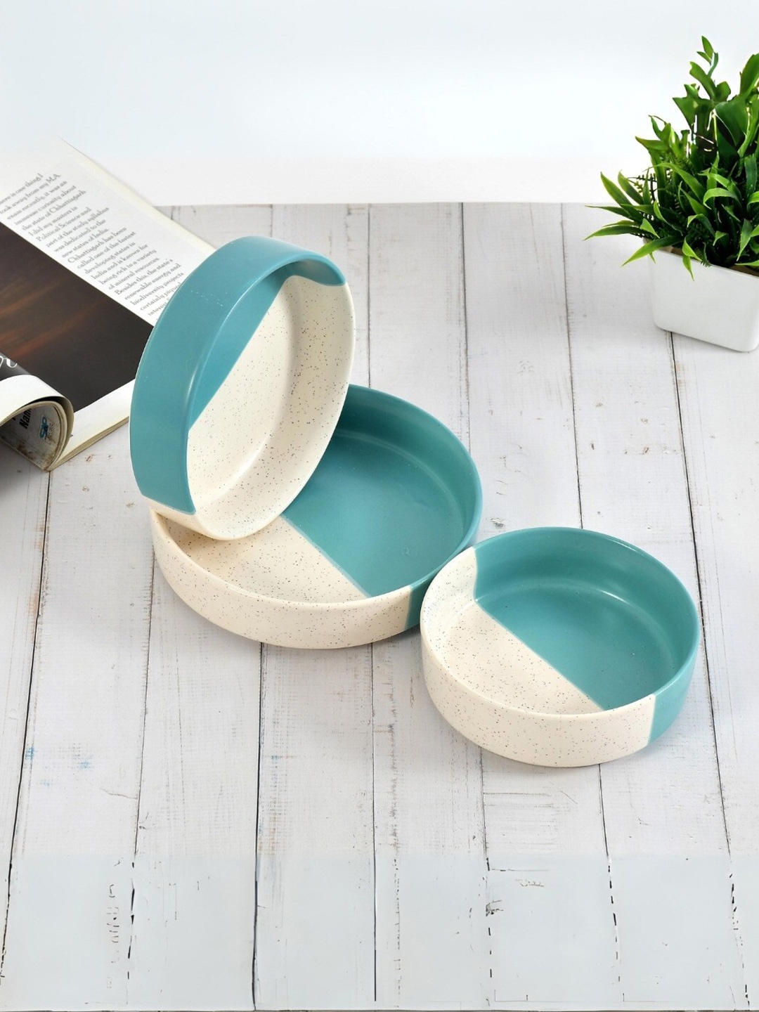 CLIO'S HERITAGE STORE Green & Cream 3 Pieces Floral Printed Ceramic Matte Bowls, Multi
CLIO'S HERITAGE STORE Green & Cream 3 Pieces Floral Printed Ceramic Matte Bowls, Multi