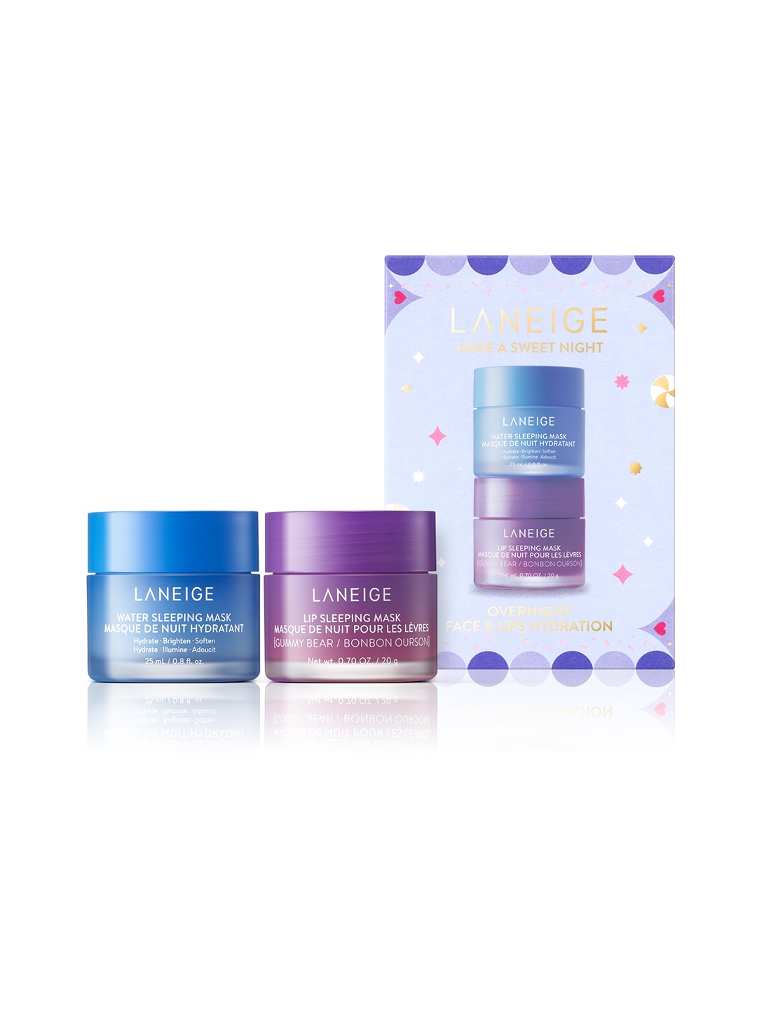LANEIGE Overnight Face & Lips Hydration - Water Sleeping Mask 25ml & Lip Sleeping Mask 20g, Blue
LANEIGE Overnight Face & Lips Hydration - Water Sleeping Mask 25ml & Lip Sleeping Mask 20g, Blue