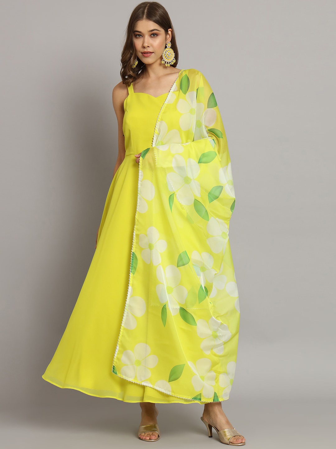 BLACK SCISSOR Fit & Flared Maxi Ethnic Dress With Floral Printed Dupatta Dress, Yellow
BLACK SCISSOR Fit & Flared Maxi Ethnic Dress With Floral Printed Dupatta Dress, Yellow