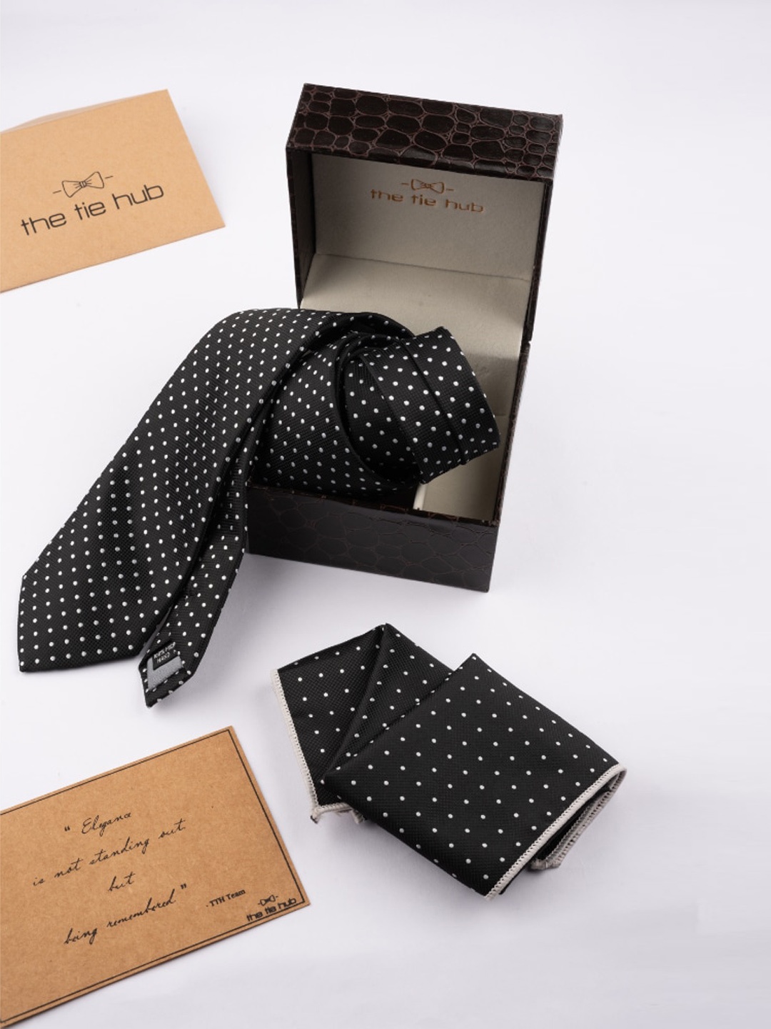 The Tie Hub Men Polka Dots Printed Neck Tie & Pocket Square Accessory Gift Set, Black
The Tie Hub Men Polka Dots Printed Neck Tie & Pocket Square Accessory Gift Set, Black