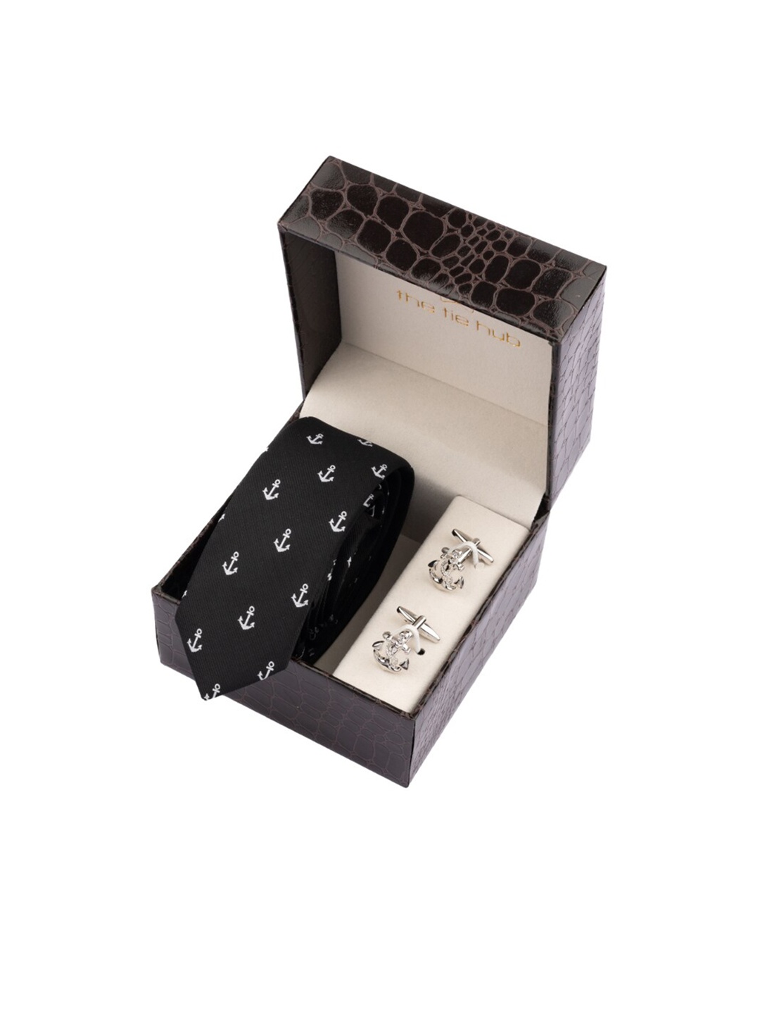 The Tie Hub Men Conversational Printed Necktie With Cufflink Accessory Gift Set, Black
The Tie Hub Men Conversational Printed Necktie With Cufflink Accessory Gift Set, Black