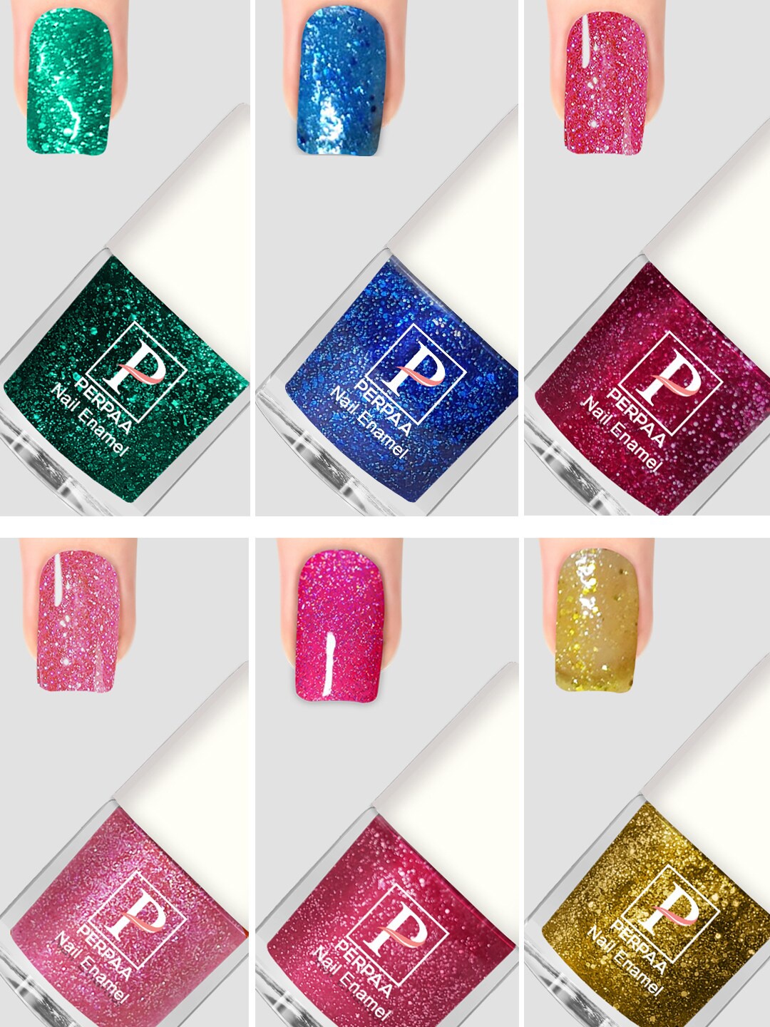 PERPAA Set Of 6 Glitter Light Flashing Sparkly Gel Nail Polish - 5ml Each, Pink
PERPAA Set Of 6 Glitter Light Flashing Sparkly Gel Nail Polish - 5ml Each, Pink
