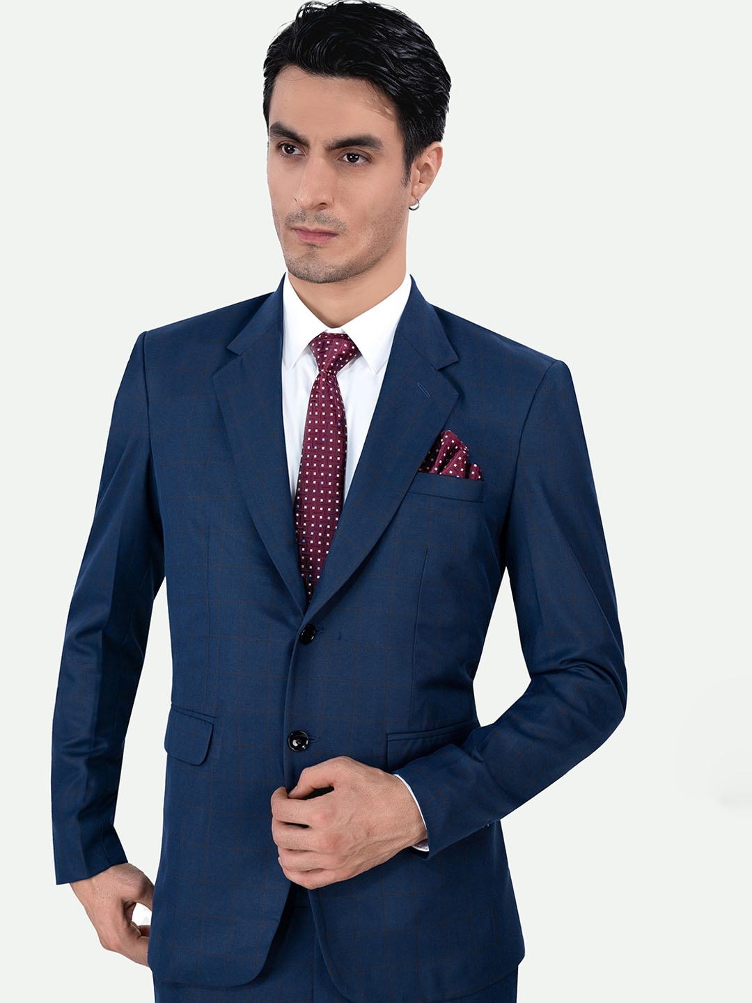 FRENCH CROWN Checked Notched Lapel Collar Single Breasted Formal Blazer, Blue
FRENCH CROWN Checked Notched Lapel Collar Single Breasted Formal Blazer, Blue