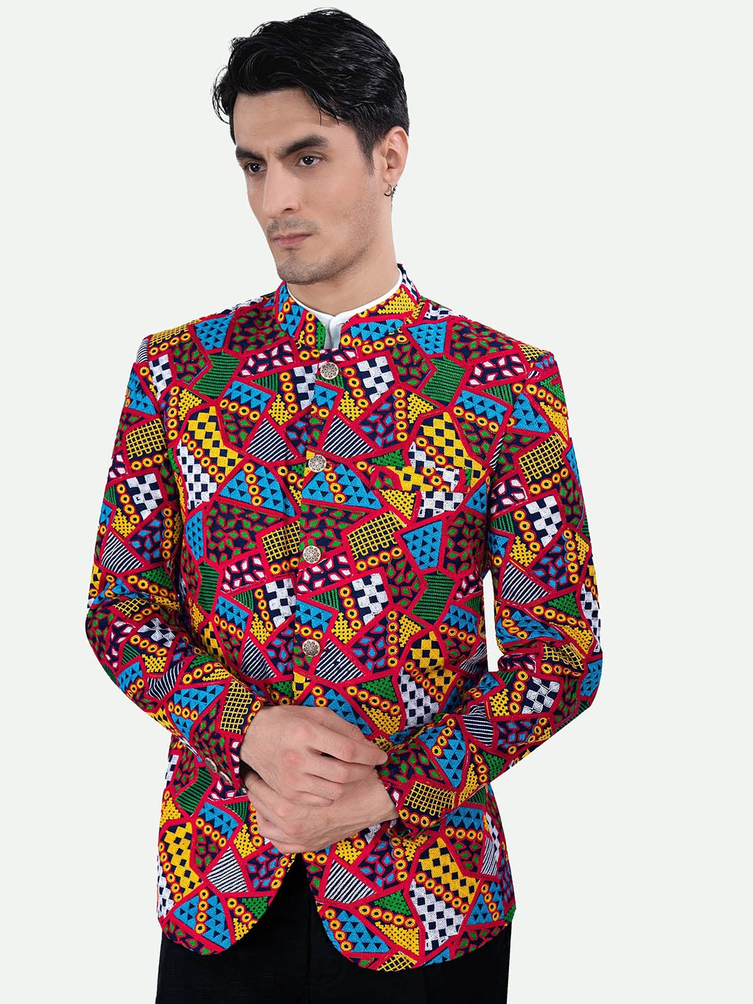 FRENCH CROWN Embroidered Mandarin Collar Long Sleeves Cotton Bandhgala Blazer, Blue
FRENCH CROWN Embroidered Mandarin Collar Long Sleeves Cotton Bandhgala Blazer, Blue