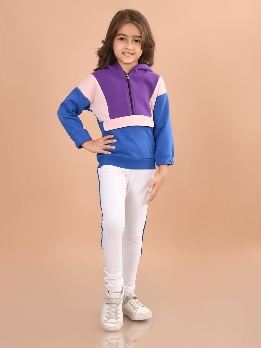 LilPicks Girls Colourblocked Hooded Neck Long Sleeve T-shirt With Legging, Blue
LilPicks Girls Colourblocked Hooded Neck Long Sleeve T-shirt With Legging, Blue