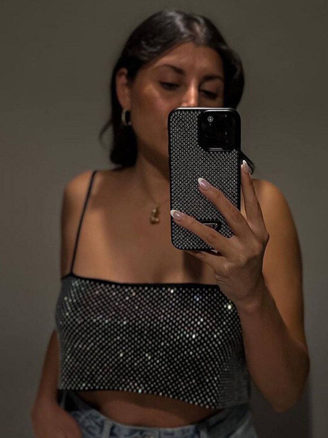 StyleCast Black Shoulder Strap Sleeves Embellished Bling & Sparkly Crop Bralette Top
StyleCast Black Shoulder Strap Sleeves Embellished Bling & Sparkly Crop Bralette Top