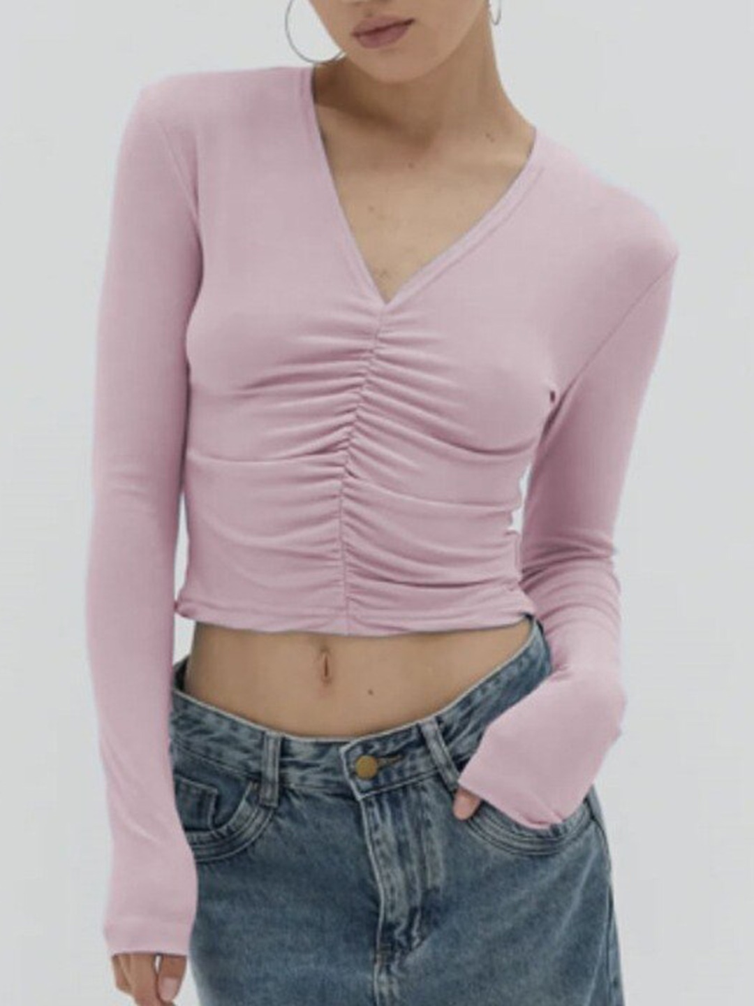 StyleCast V-Neck Crop Top, Pink