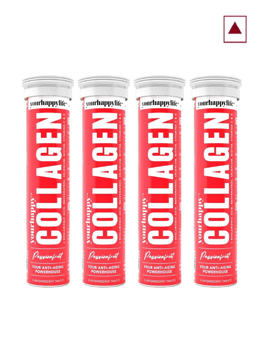 yourhappylife Set Of 4 Anti-Aging Passionfruit Flavour Collagen Tablets - 15 Tablets Each, Red
yourhappylife Set Of 4 Anti-Aging Passionfruit Flavour Collagen Tablets - 15 Tablets Each, Red