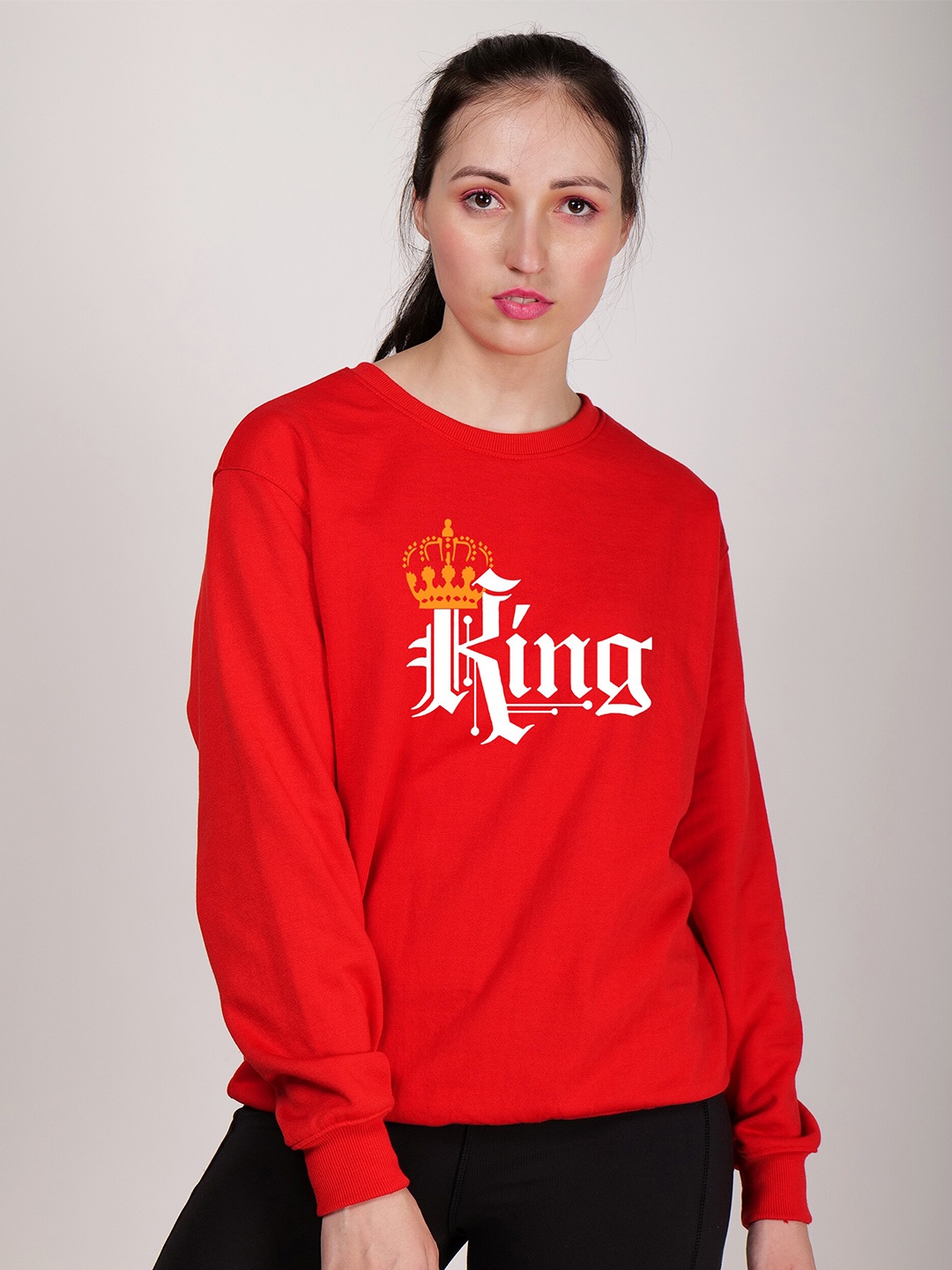 Fashion And Youth Typography Printed King Crown Long Sleeves Fleece Pullover Sweatshirt, Red
Fashion And Youth Typography Printed King Crown Long Sleeves Fleece Pullover Sweatshirt, Red