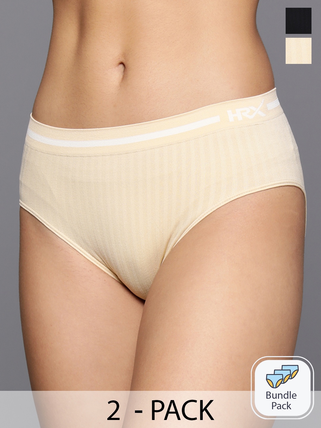 HRX by Hrithik Roshan Set of 2 Assorted Anti Microbial Mid-Rise Seamless Briefs, Black
HRX by Hrithik Roshan Set of 2 Assorted Anti Microbial Mid-Rise Seamless Briefs, Black