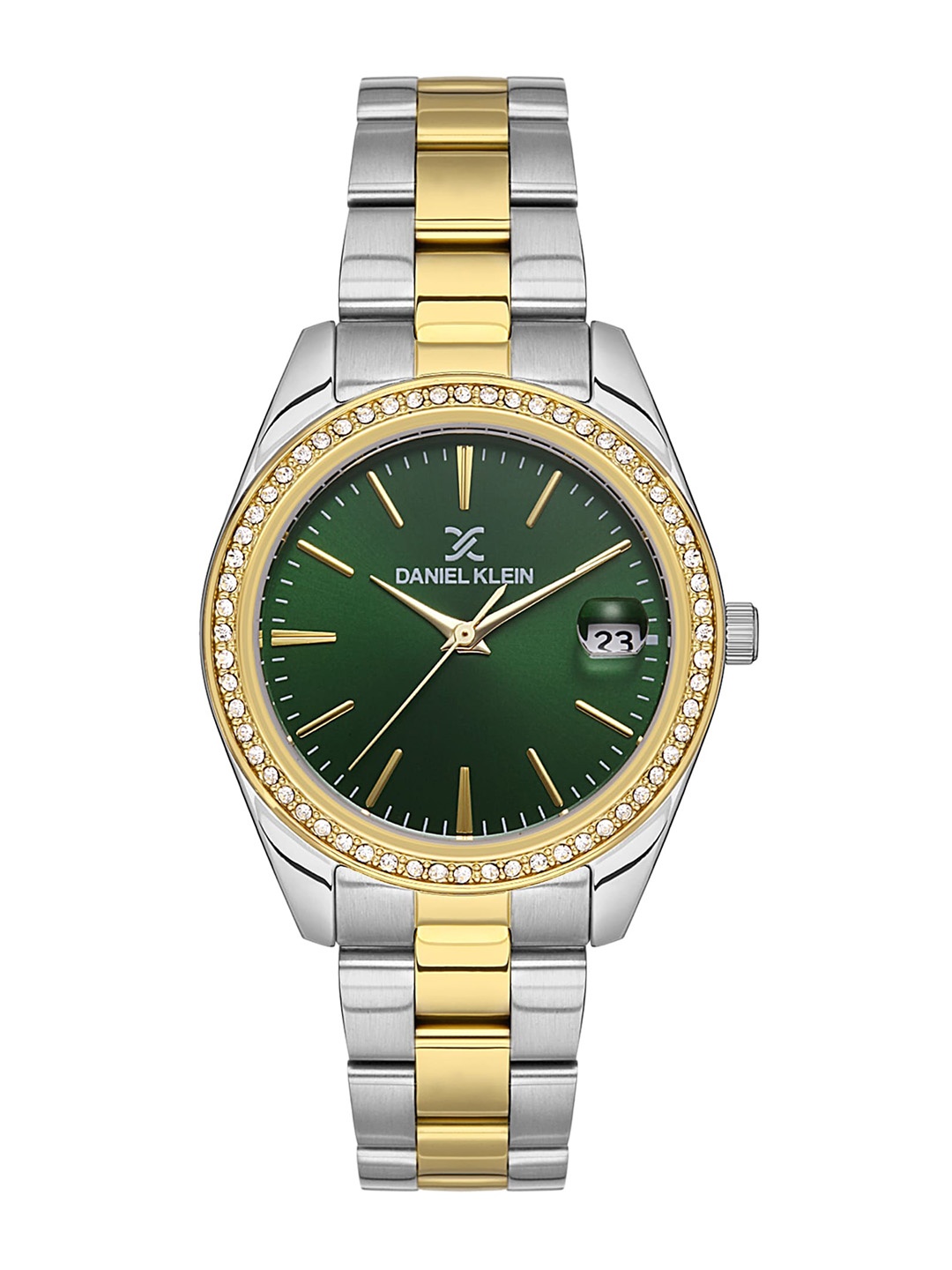 Daniel Klein Women Embellished Dial & Straps Analogue Date Aperture Watch DK.1.13489-4, Green
Daniel Klein Women Embellished Dial & Straps Analogue Date Aperture Watch DK.1.13489-4, Green
