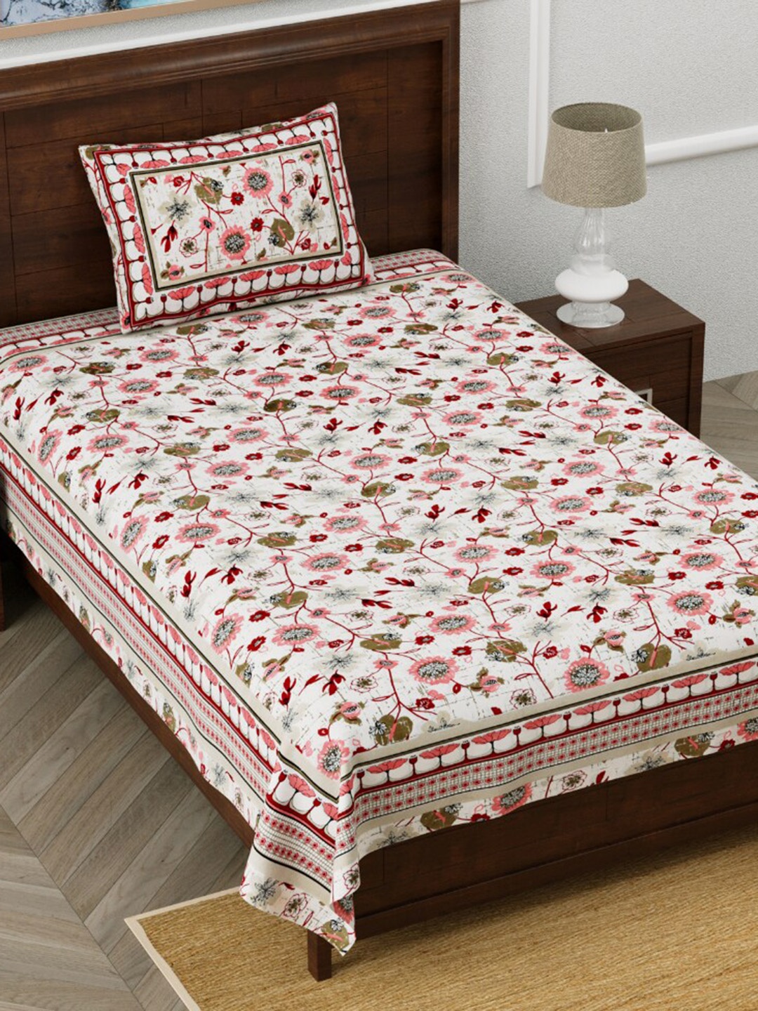 EasyGoods MonarchSingle Red & White Floral Cotton 210 TC Single Bedsheet & 1 Pillow Cover
EasyGoods MonarchSingle Red & White Floral Cotton 210 TC Single Bedsheet & 1 Pillow Cover