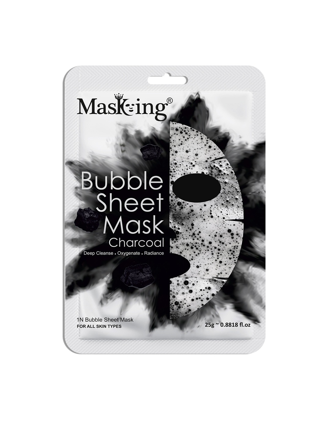 MasKing Bubble Masking Charcoal Sheet Mask For Anti-Pollution & Tan Removal - 25g, Black
MasKing Bubble Masking Charcoal Sheet Mask For Anti-Pollution & Tan Removal - 25g, Black