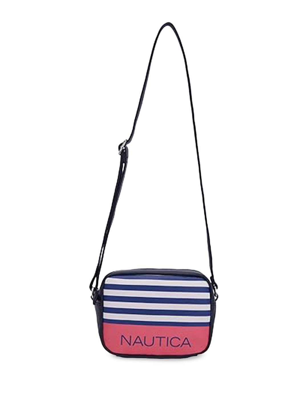 Nautica Striped Structured Sling Bag, Navy blue