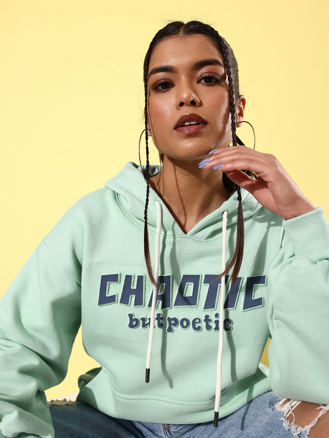 Difference of Opinion Women Typography Printed Hooded Oversized Sweatshirt, Turquoise blue
Difference of Opinion Women Typography Printed Hooded Oversized Sweatshirt, Turquoise blue