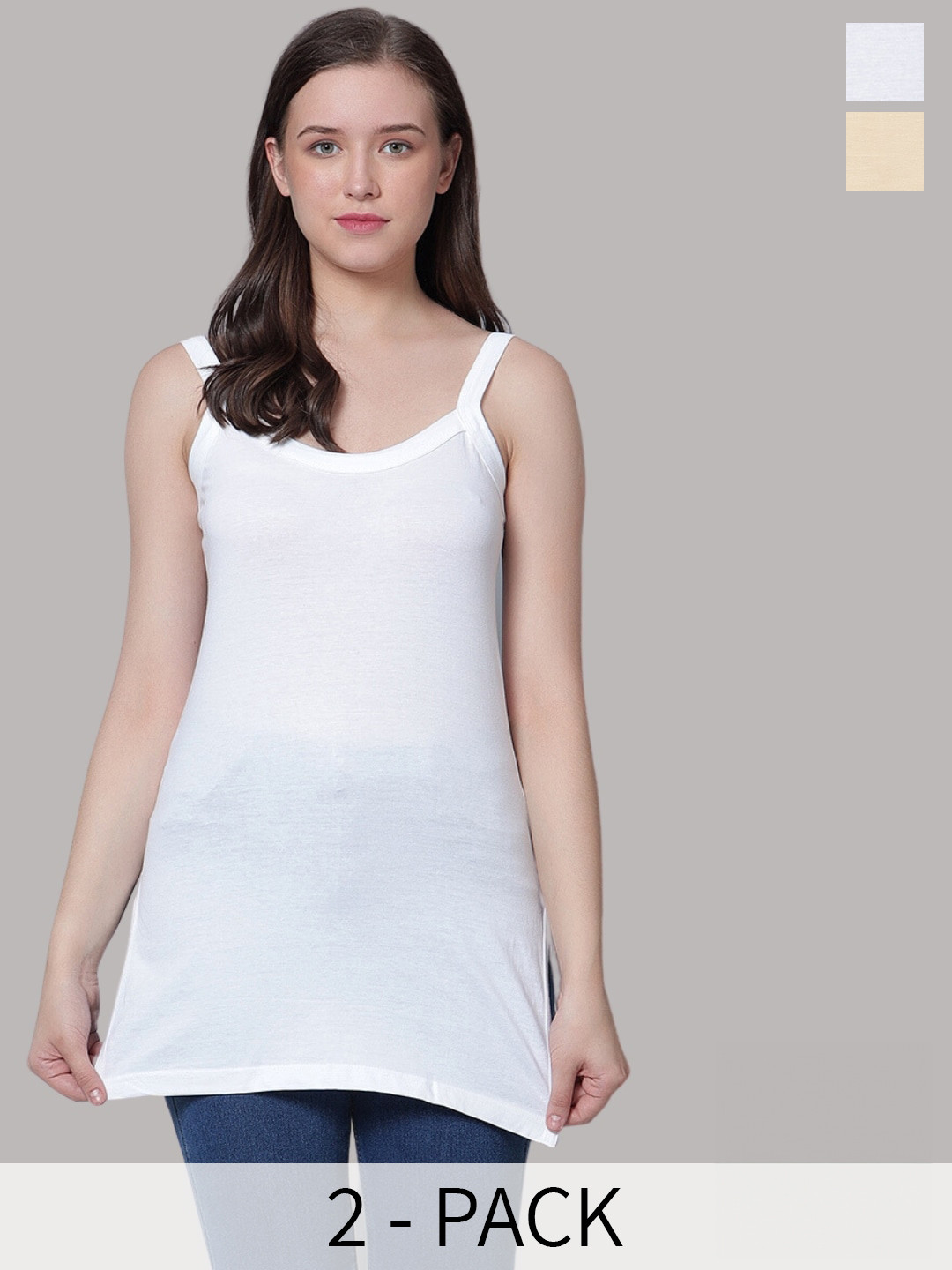 Aimly Pack Of 2 Non Padded Cotton Camisoles, White
Aimly Pack Of 2 Non Padded Cotton Camisoles, White