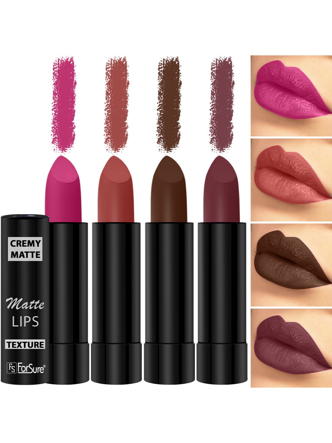 ForSure Set of 4 Cremy Matte Long Lasting & Lightweight Lipstick - Shades 67-71-73-80, Multi
ForSure Set of 4 Cremy Matte Long Lasting & Lightweight Lipstick - Shades 67-71-73-80, Multi