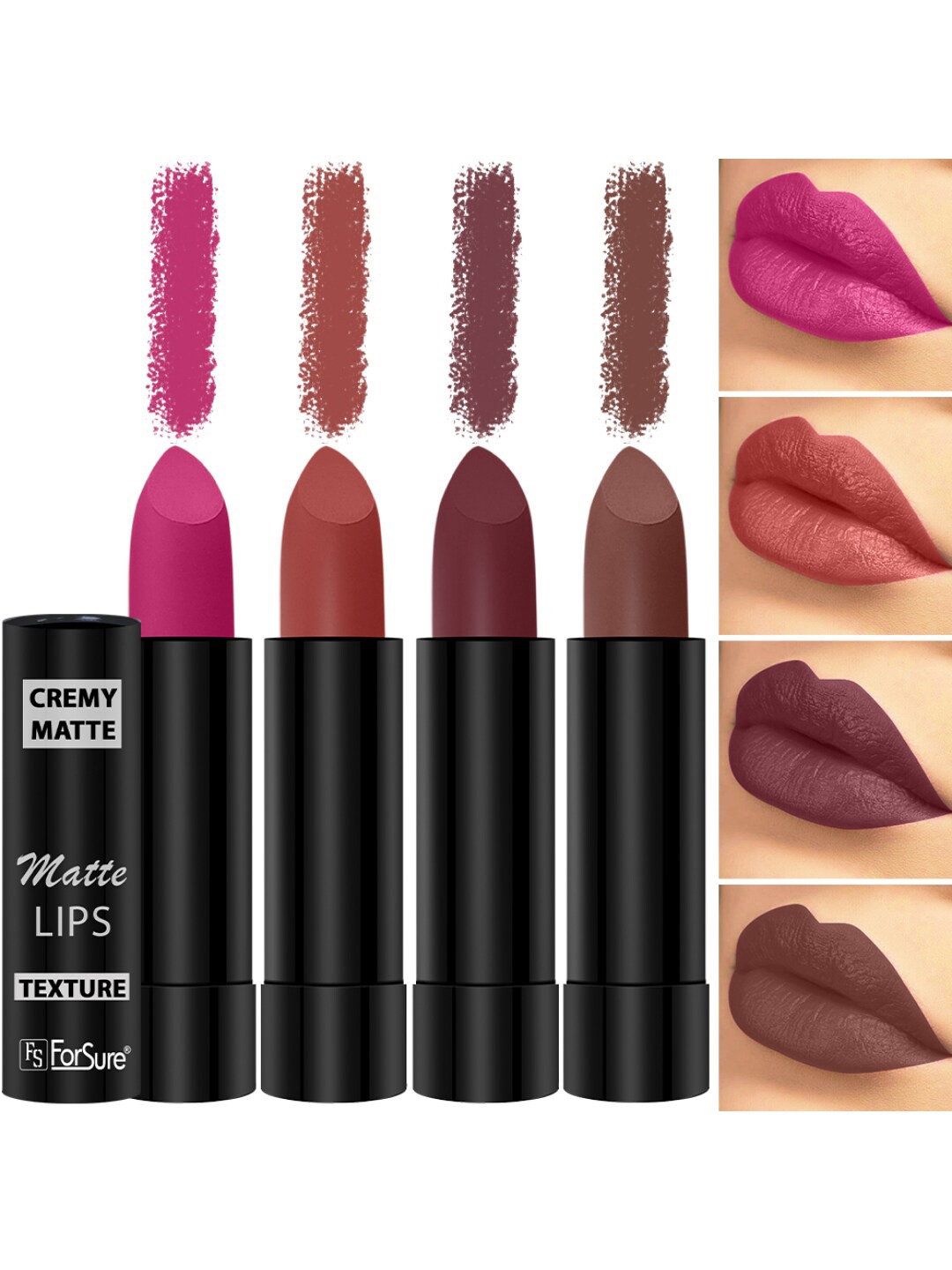 ForSure Set of 4 Cremy Matte Long Lasting & Lightweight Lipstick - Shades 71-73-80-111, Multi
ForSure Set of 4 Cremy Matte Long Lasting & Lightweight Lipstick - Shades 71-73-80-111, Multi