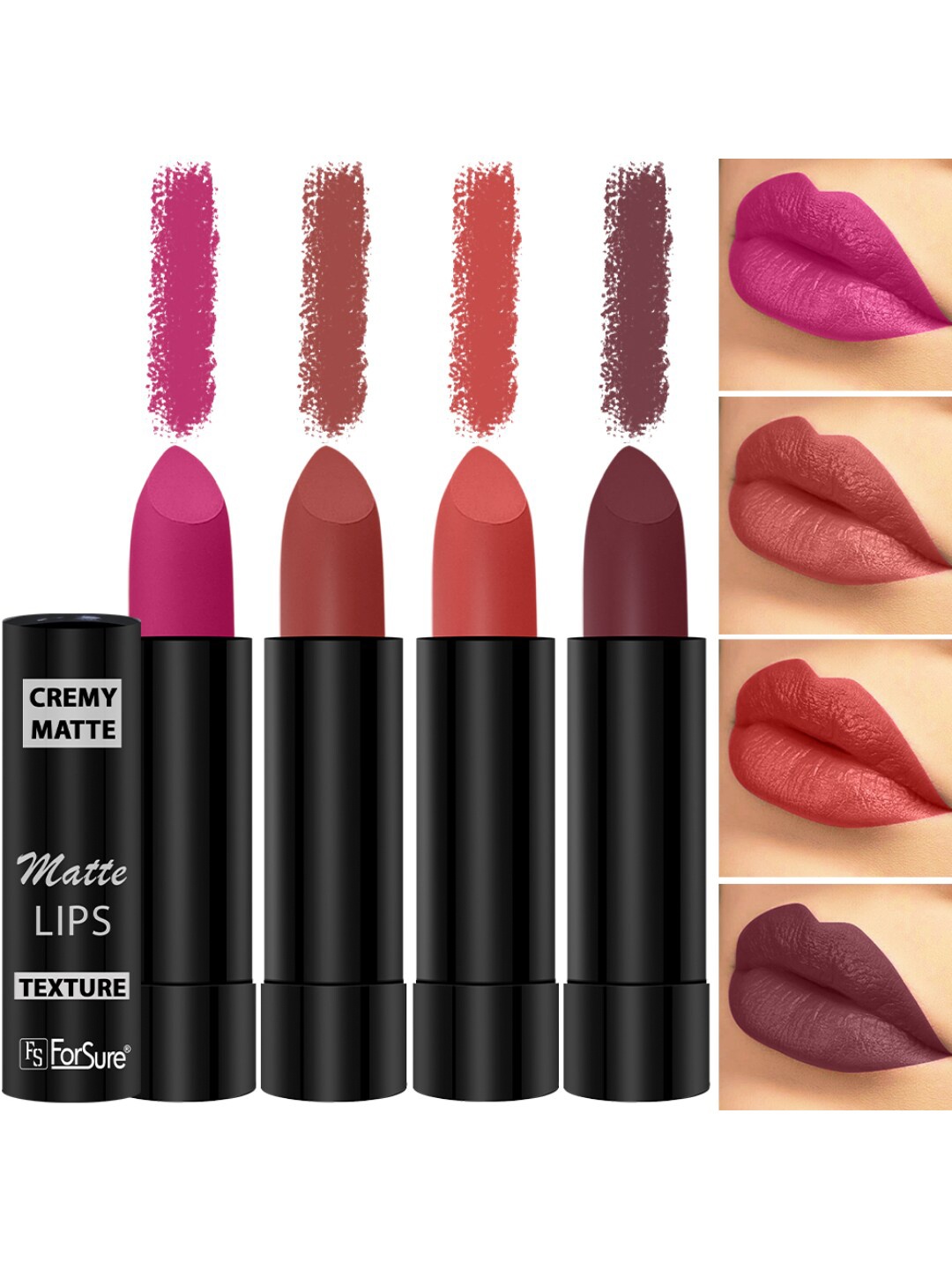 ForSure Set Of 4 Cremy Matte Long Lasting & Lightweight Lipstick - Shades 71-73-80-93, Pink
ForSure Set Of 4 Cremy Matte Long Lasting & Lightweight Lipstick - Shades 71-73-80-93, Pink