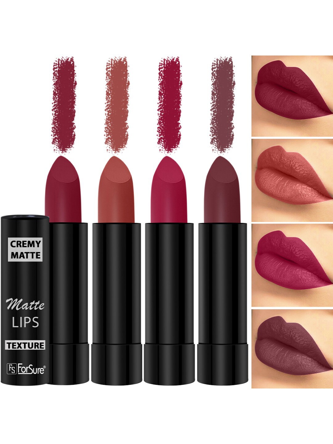 ForSure Set of 4 Cremy Matte Long Lasting & Lightweight Lipstick - Shades 73-80-84-87, Multi
ForSure Set of 4 Cremy Matte Long Lasting & Lightweight Lipstick - Shades 73-80-84-87, Multi