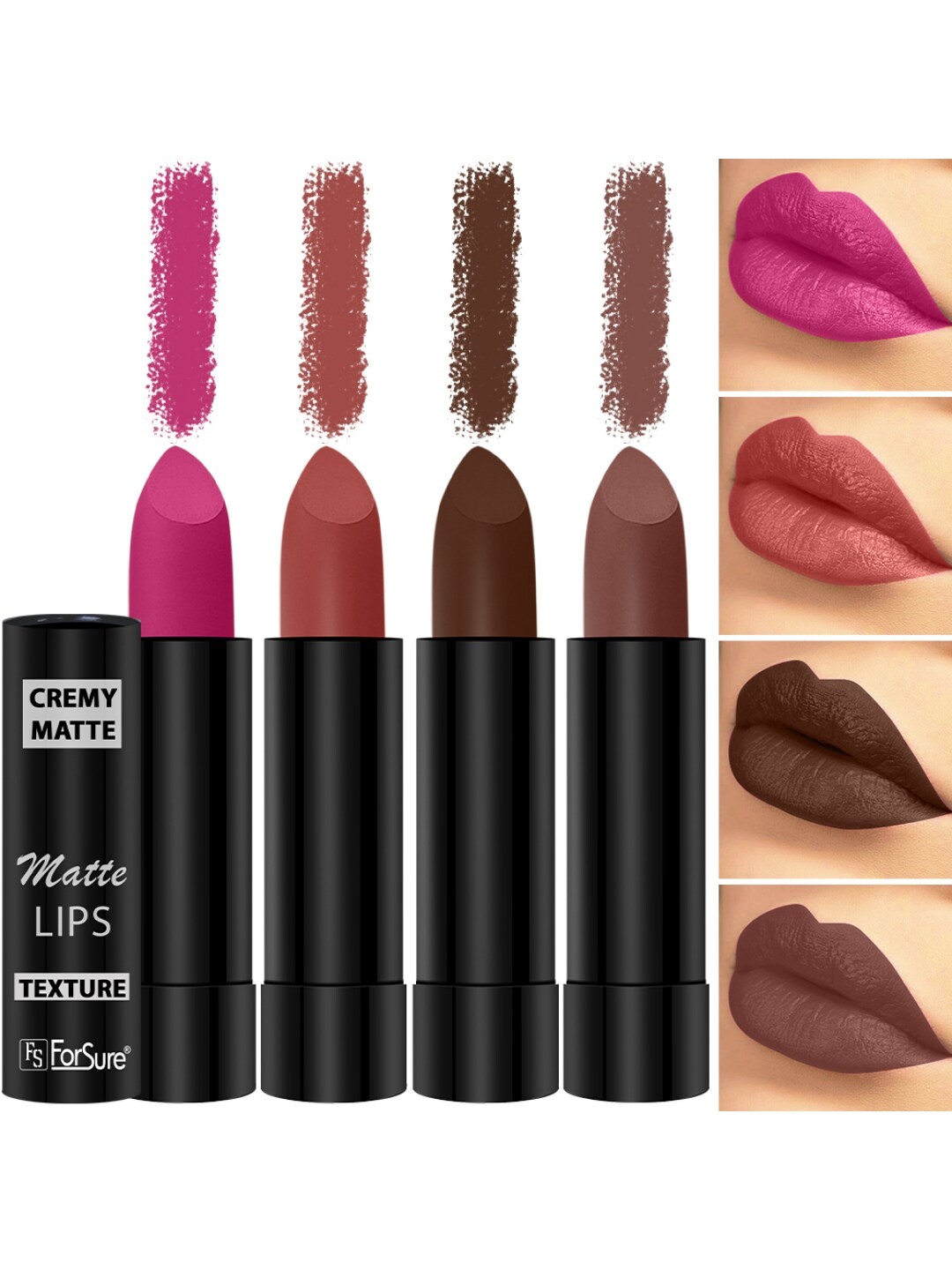 ForSure Set of 4 Cremy Matte Long Lasting & Lightweight Lipstick - Shades 67-71-73-111, Multi
ForSure Set of 4 Cremy Matte Long Lasting & Lightweight Lipstick - Shades 67-71-73-111, Multi