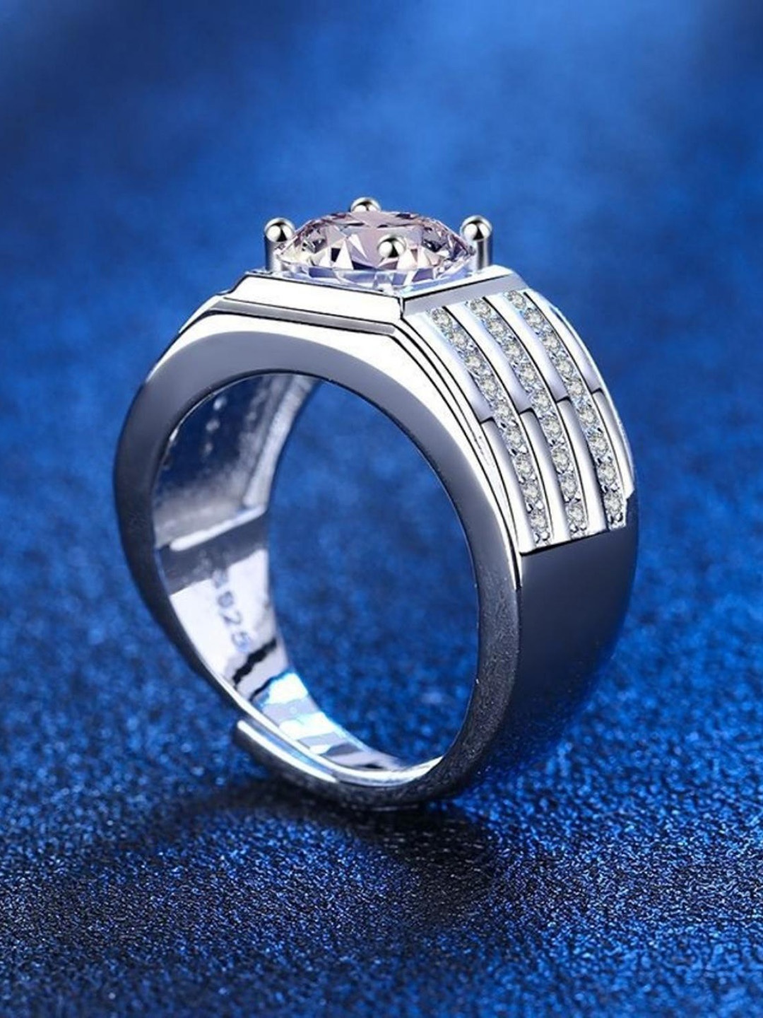 MYKI Men Silver Plated Stainless Steel Splendid CZ-Studded Adjustable Band Finger Ring
MYKI Men Silver Plated Stainless Steel Splendid CZ-Studded Adjustable Band Finger Ring
