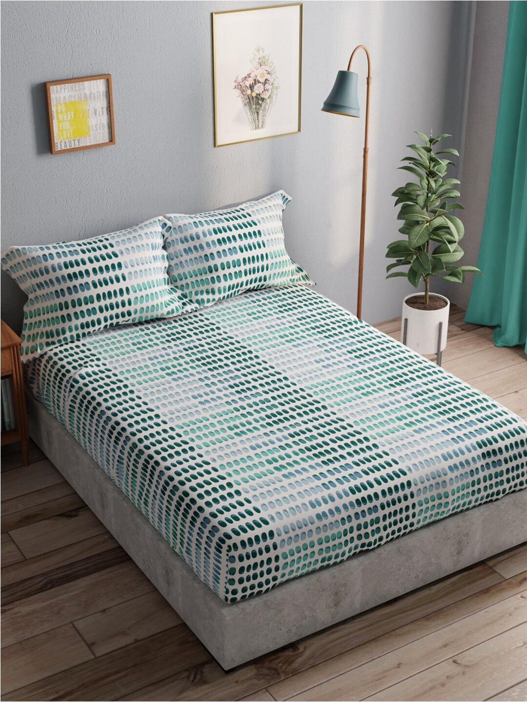 BIANCA White & Teal Green Geometric Pure Cotton 140 TC Queen Bedsheet with 2 Pillow Covers
BIANCA White & Teal Green Geometric Pure Cotton 140 TC Queen Bedsheet with 2 Pillow Covers
