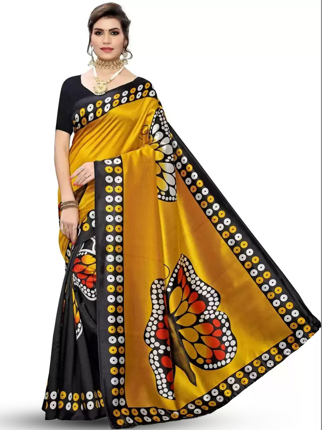 KALINI Ethnic Motifs Printed Saree, Black 
KALINI Ethnic Motifs Printed Saree, Black