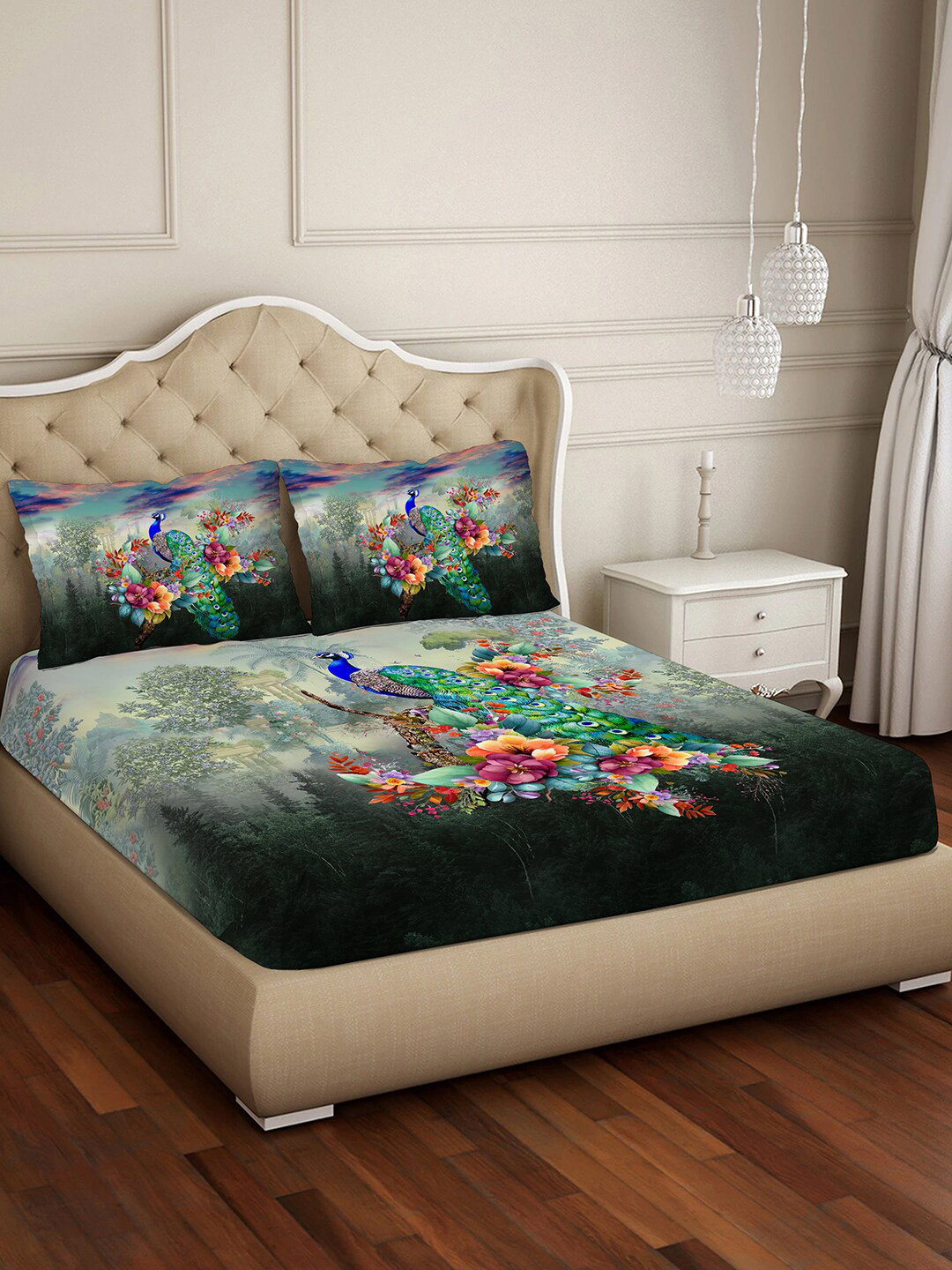 BELLA CASA Impression Green & Blue Floral 400 TC King Bedsheet With 2 Pillow Covers
BELLA CASA Impression Green & Blue Floral 400 TC King Bedsheet With 2 Pillow Covers