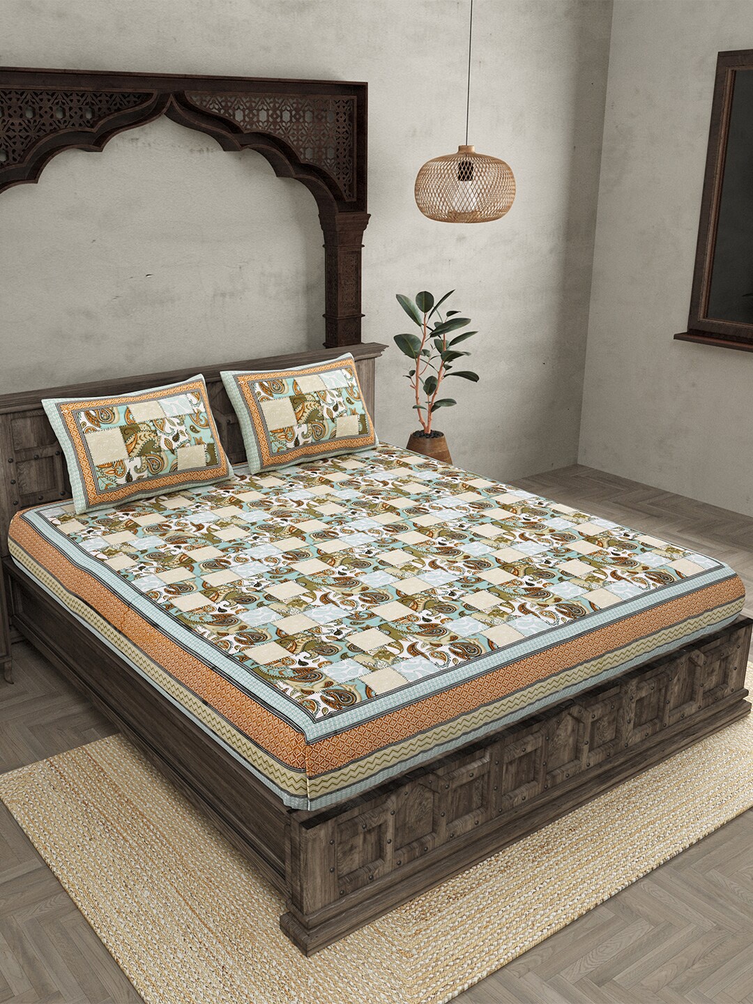 JAIPUR FABRIC Paisley Fashion Green Printed Cotton 210 TC Queen Bedsheet & 2 Pillow Covers
JAIPUR FABRIC Paisley Fashion Green Printed Cotton 210 TC Queen Bedsheet & 2 Pillow Covers