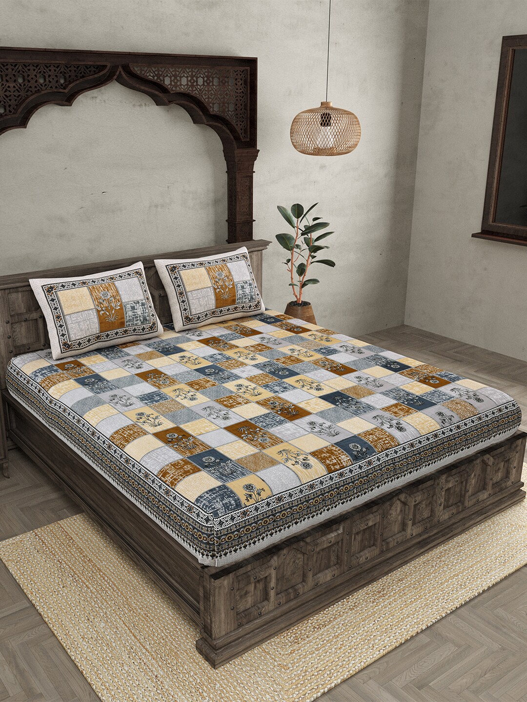 JAIPUR FABRIC Grey & Beige Printed Cotton 210 TC Queen Bedsheet with 2 Pillow Covers
JAIPUR FABRIC Grey & Beige Printed Cotton 210 TC Queen Bedsheet with 2 Pillow Covers
