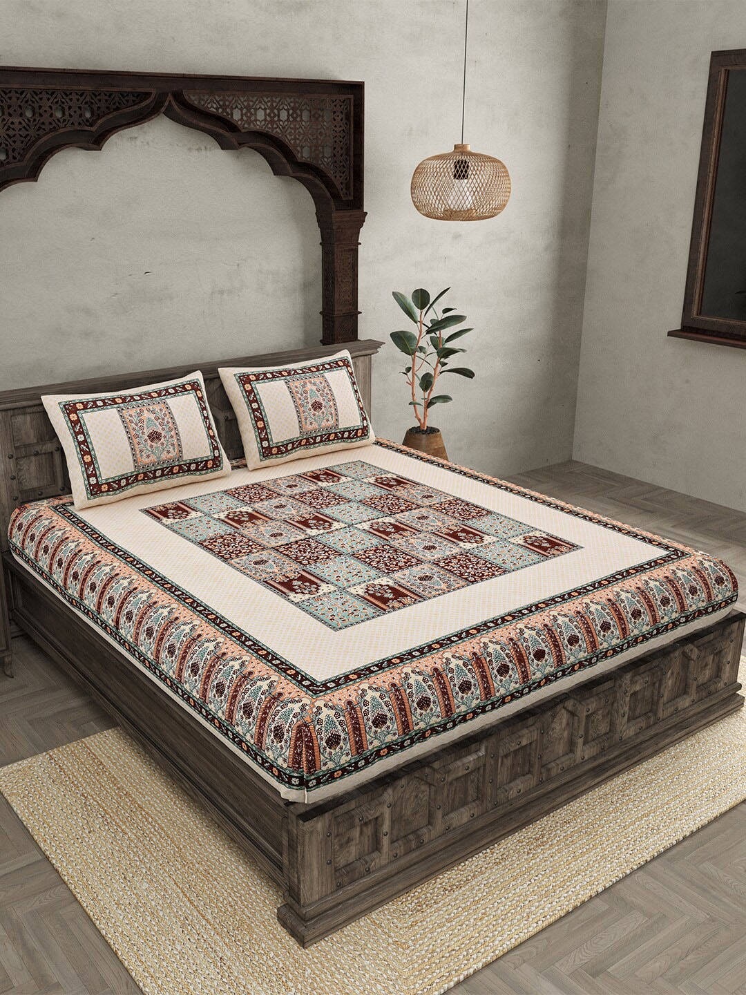 JAIPUR FABRIC Beige & Brown Printed Cotton 210 TC Queen Bedsheet with 2 Pillow Covers
JAIPUR FABRIC Beige & Brown Printed Cotton 210 TC Queen Bedsheet with 2 Pillow Covers