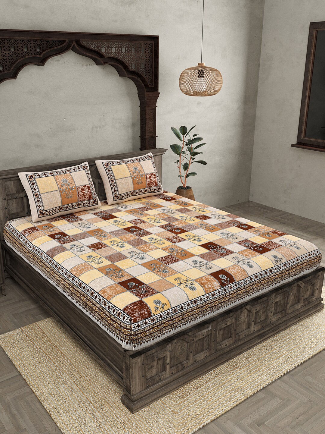 JAIPUR FABRIC Brown & White Printed Cotton 210 TC Queen Bedsheet with 2 Pillow Covers
JAIPUR FABRIC Brown & White Printed Cotton 210 TC Queen Bedsheet with 2 Pillow Covers