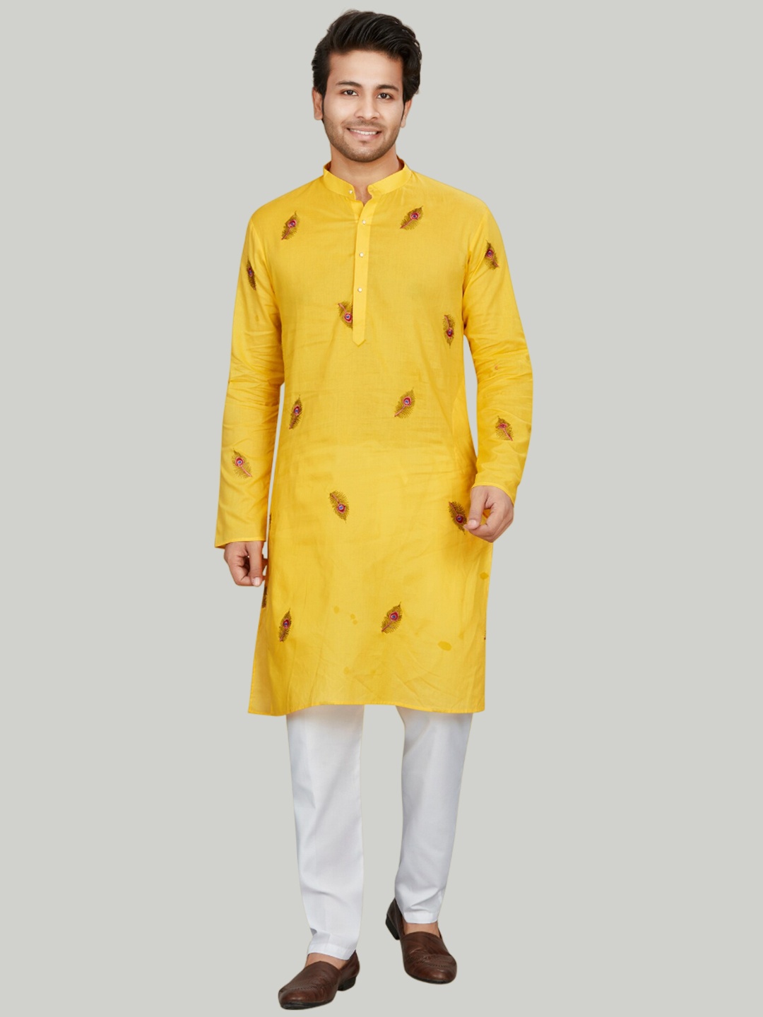 Authentics Ethnic Motifs Embroidered Thread Work Pure Cotton Straight Kurta With Pyjama, Yellow
Authentics Ethnic Motifs Embroidered Thread Work Pure Cotton Straight Kurta With Pyjama, Yellow