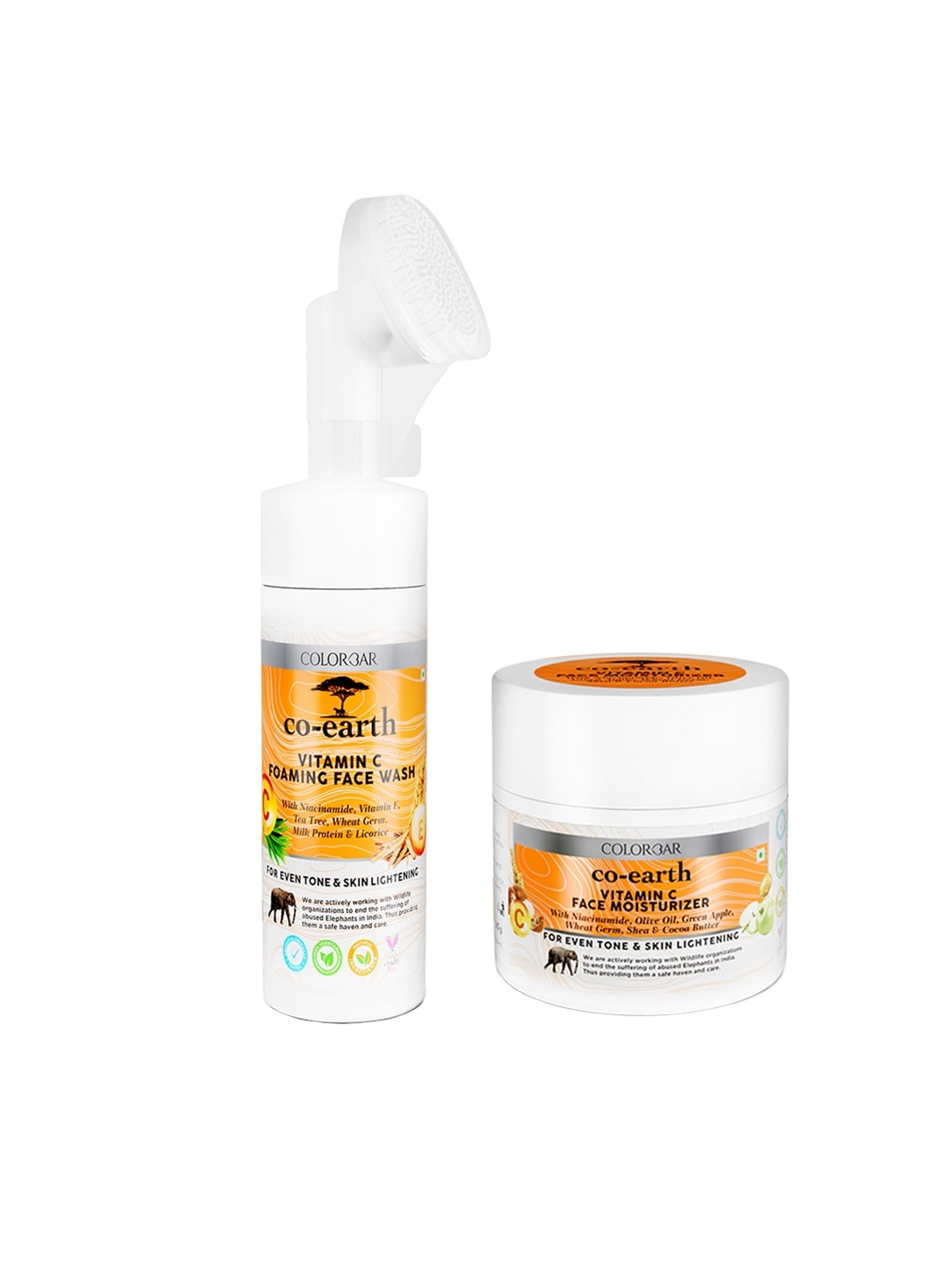 Colorbar Co-earth Set Of 2 Vitamin C Foaming Face Wash - 150ml-Face Moisturizer - 100g, White