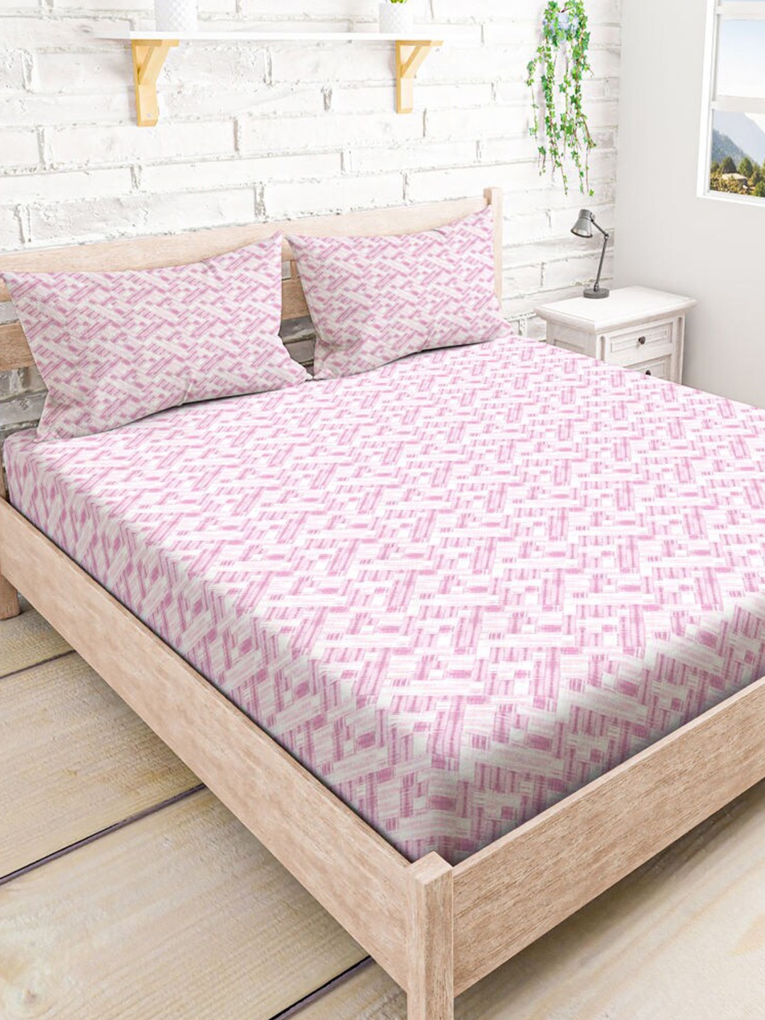 MAYFAIR HOMES LONDON Pink & White Geometric 210 TC King Bedsheet With 2 Pillow Covers
MAYFAIR HOMES LONDON Pink & White Geometric 210 TC King Bedsheet With 2 Pillow Covers