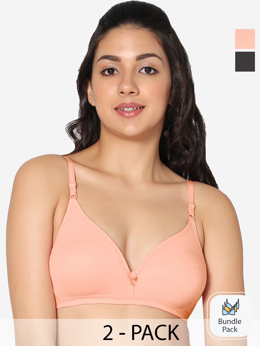 In Care Pack Of 2 Half Coverage Non Padded Pure Cotton T-shirt Bra With All Day Comfort, Peach
In Care Pack Of 2 Half Coverage Non Padded Pure Cotton T-shirt Bra With All Day Comfort, Peach