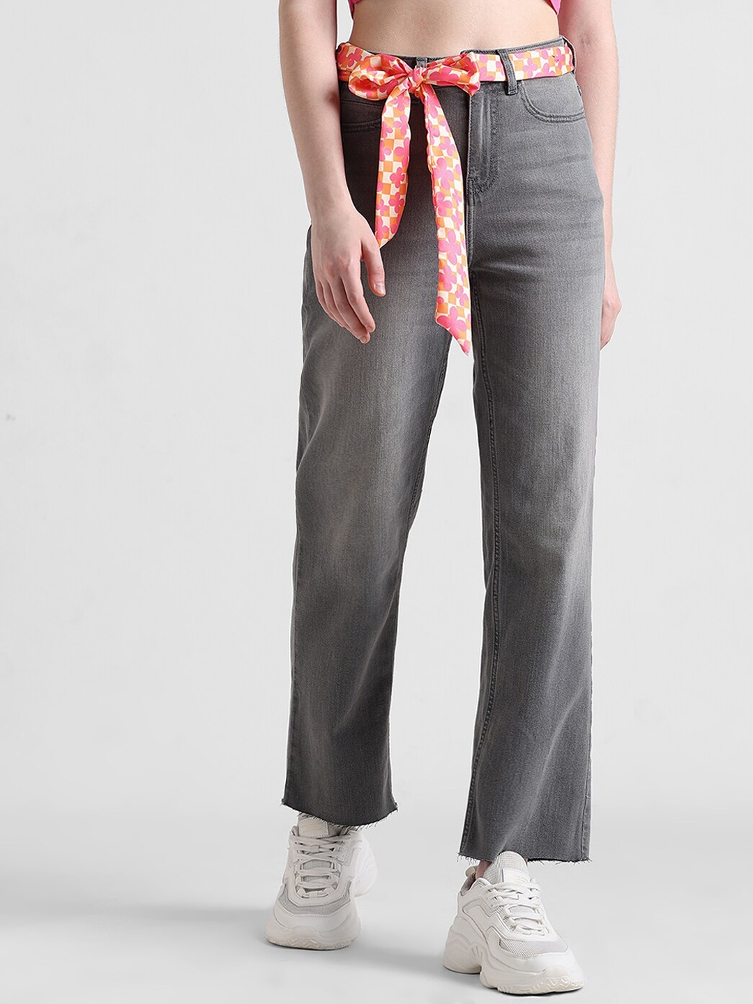 ONLY Women Straight Fit High-Rise Clean Look Heavy Fade Stretchable Jeans With Belt, Grey
ONLY Women Straight Fit High-Rise Clean Look Heavy Fade Stretchable Jeans With Belt, Grey
