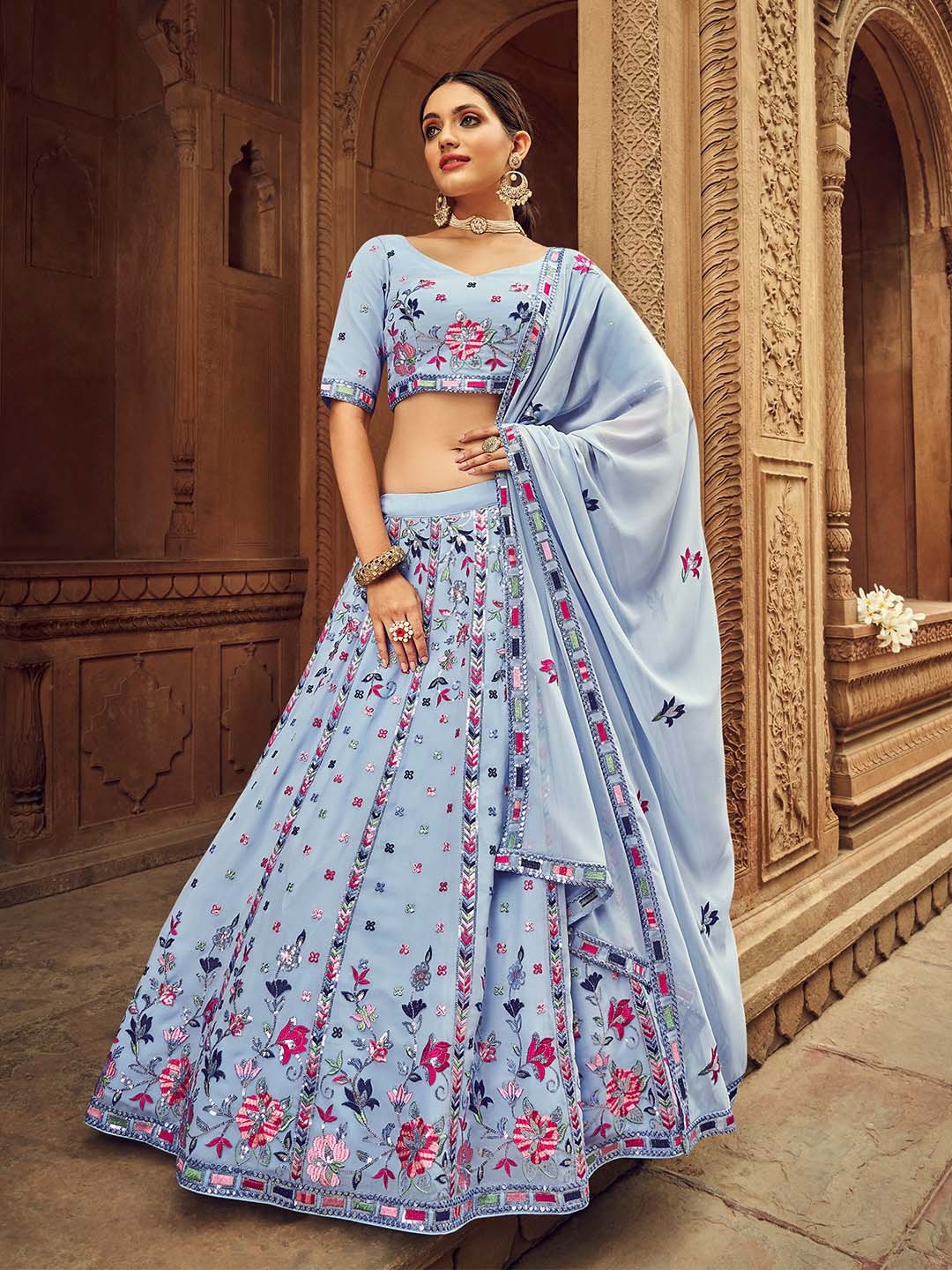 SHUBHKALA Embellished Sequinned Semi-Stitched Lehenga & Unstitched Blouse With Dupatta, Blue
SHUBHKALA Embellished Sequinned Semi-Stitched Lehenga & Unstitched Blouse With Dupatta, Blue
