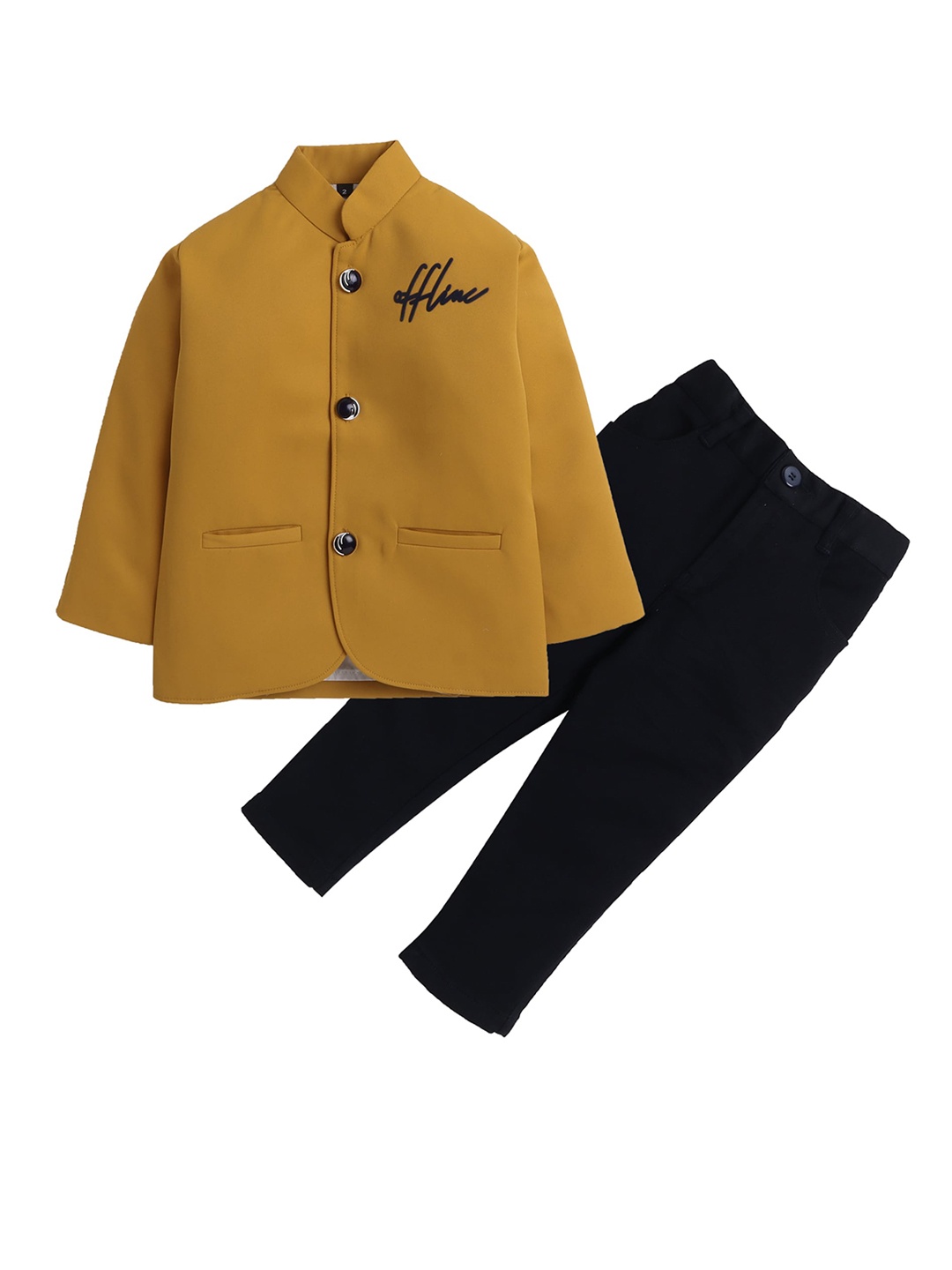 Lil homies Boys Single-breasted Jodhpuri Blazer & Trousers Two-piece Suits, Mustard
Lil homies Boys Single-breasted Jodhpuri Blazer & Trousers Two-piece Suits, Mustard