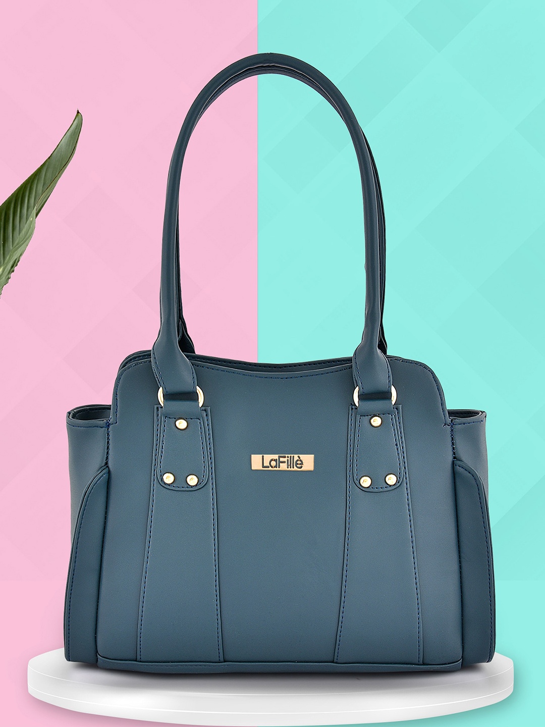 LaFille PU Structured Shoulder Bag, Blue