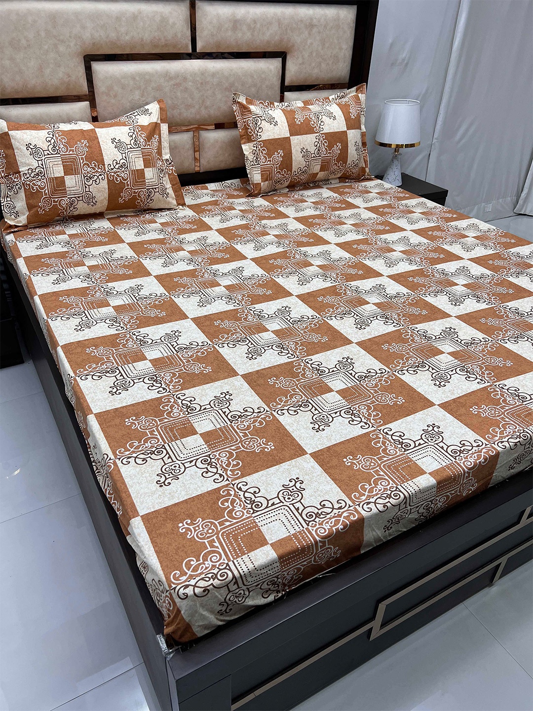 Pure Decor Sapphire Brown Ethnic Cotton 300 TC Fitted King Bedsheet with 2 Pillow Covers
Pure Decor Sapphire Brown Ethnic Cotton 300 TC Fitted King Bedsheet with 2 Pillow Covers