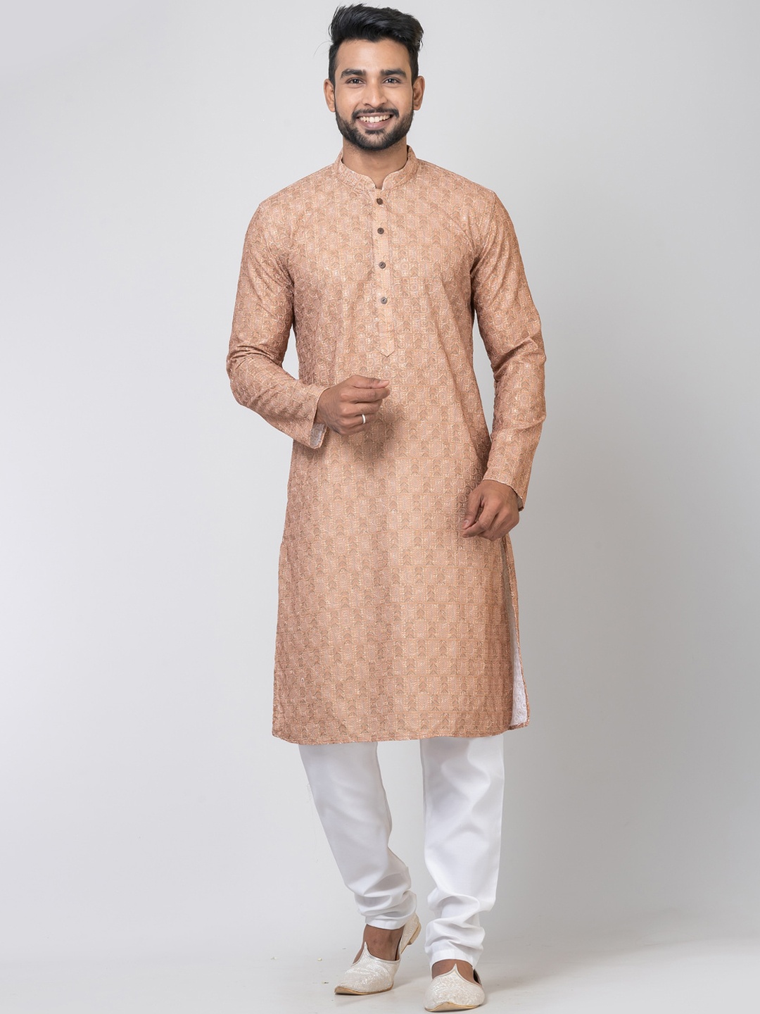 HU - Handcrafted Uniquely Geometric Printed Sequinned Mandarin Collar Straight Kurta, Beige
HU - Handcrafted Uniquely Geometric Printed Sequinned Mandarin Collar Straight Kurta, Beige