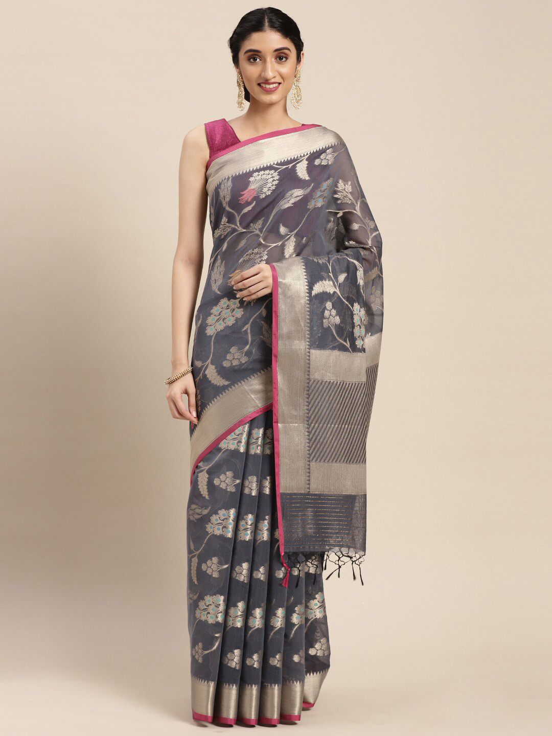 PTIEPL Banarasi Silk Works Ethnic Motifs Woven Design Zari Banarasi Saree, Grey
PTIEPL Banarasi Silk Works Ethnic Motifs Woven Design Zari Banarasi Saree, Grey