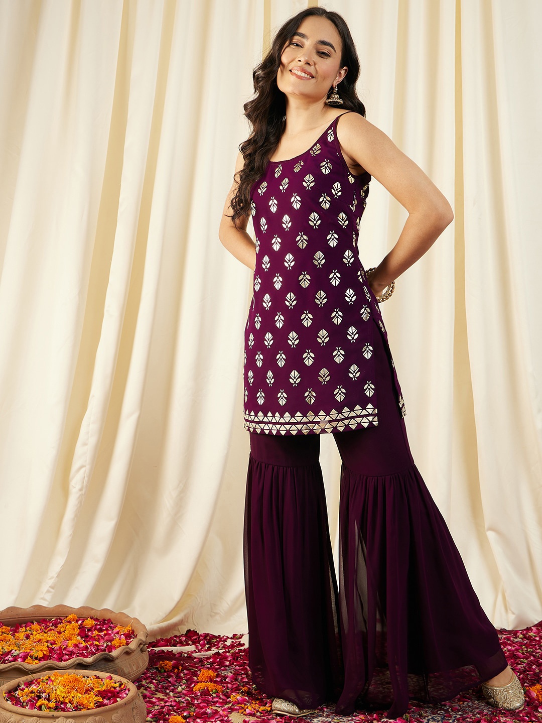 MABISH by Sonal Jain Women Purple Ethnic Motifs Embroidered Regular Kurta with Sharara
MABISH by Sonal Jain Women Purple Ethnic Motifs Embroidered Regular Kurta with Sharara