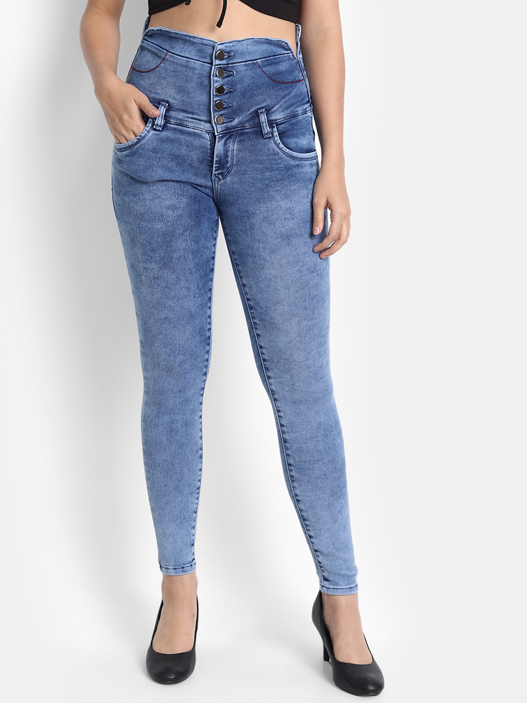 Next One Women Jean Skinny Fit High-Rise Clean Look Heavy Fade Stretchable Jeans, Blue
Next One Women Jean Skinny Fit High-Rise Clean Look Heavy Fade Stretchable Jeans, Blue