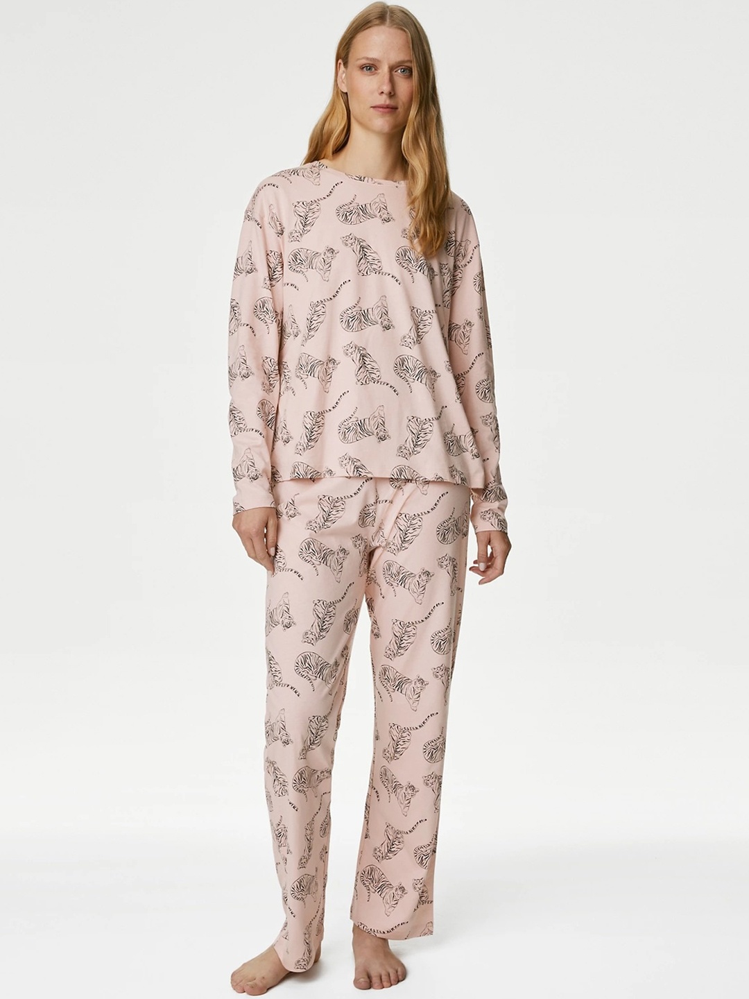 Marks & Spencer Conversational Printed Round Neck Pure Cotton Night suit, Pink
Marks & Spencer Conversational Printed Round Neck Pure Cotton Night suit, Pink