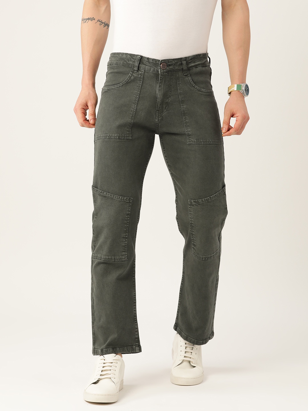 PARIS HAMILTON Men Relaxed Fit Carpentar Style Loose Stretchable Denim Cargo Jeans, Olive
PARIS HAMILTON Men Relaxed Fit Carpentar Style Loose Stretchable Denim Cargo Jeans, Olive