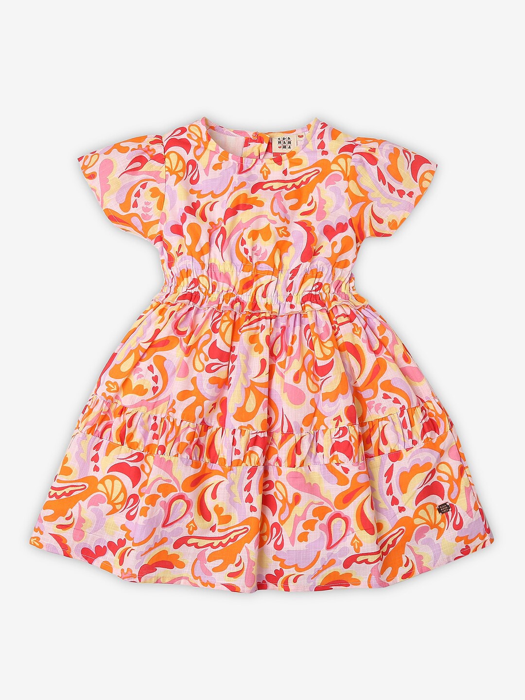 Ed-a-Mamma Girls Abstract Printed Puff Sleeve Smocked Tiered Pure Cotton Fit & Flare Dress, Orange
Ed-a-Mamma Girls Abstract Printed Puff Sleeve Smocked Tiered Pure Cotton Fit & Flare Dress, Orange
